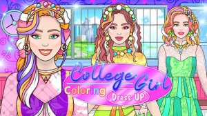 College Girl Coloring Dress Up Game